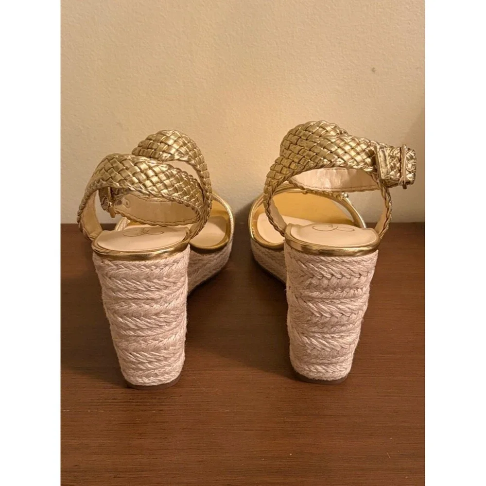 Jessica Simpson Gold Wedge Sandals with Ankle‎ Strap - Size 10 M
